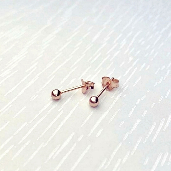 PRIMROSE Rose Gold Ball Stud Earrings - Picture 4 of 9